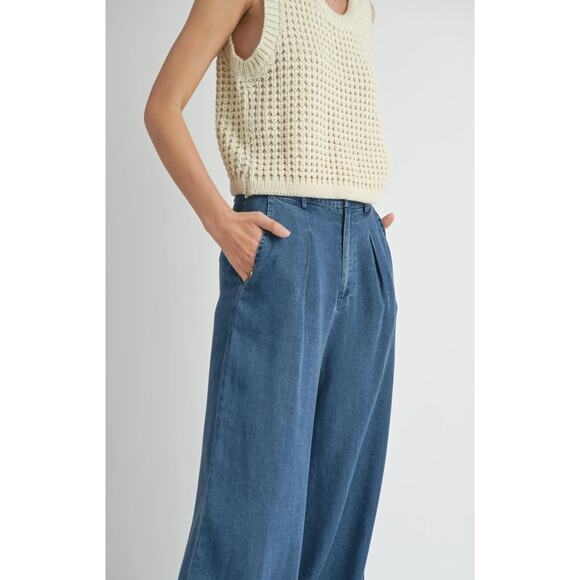 Sadie & Sage Dark Chambray Wide Leg Pants Size Small NWT - Picture 6 of 7